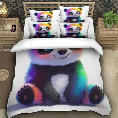 Drap de couette panda imprimé 3D avec taies d'oreiller en microfibre 200x200cm
