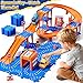 3-Tier Toddler Puzzle Race Cars Track Toys for Kids Age 3-5 5-8, 59PCS Puzzles Car Track Set Includes 2 Cars and Rich Road Signs, Educational Birthday Gifts for Kids, Boys and Girls