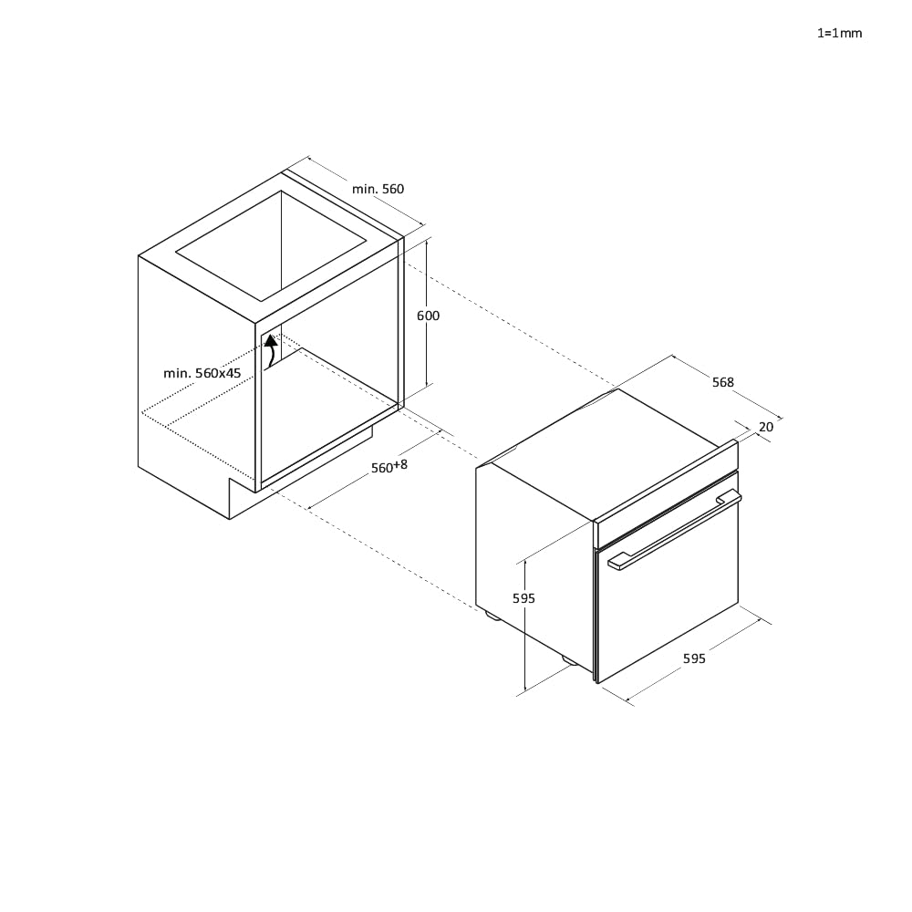 Candy Bake 600 CA6 N3T1HTW Horno Multifunción, 78L, Recetas a través de app hOn, 1 Bandeja y 1 Rejilla, Limpieza Hidrolítica, Convección + Ventilador, 9 Funciones, Ready UX, Blanco
