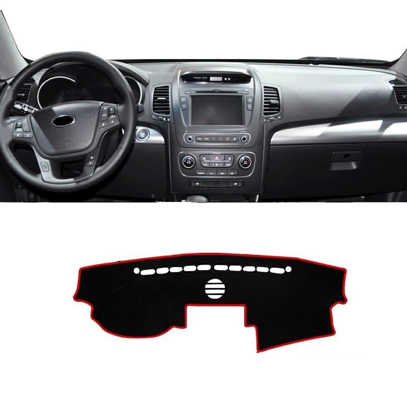 Tapis de tableau de bord Kia Sorento 2 XM 2013-2014 antidérapant rouge LHD