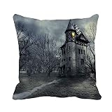 Awowee Throw Pillow Cover Fantasy Halloween Haunted House Horror Castle Scary Spooky Gothic 18x18 In