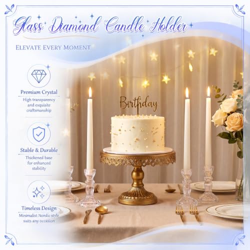 Sieral 24 Pcs Clear Taper Candle Holders 4'' Tall Candlestick Glass Holders Bulk Decorative Striped Design Stand Wedding Stick Holder for Anniversary Party Dining Table Festival Decor by Sieral - Used condition - Image 4