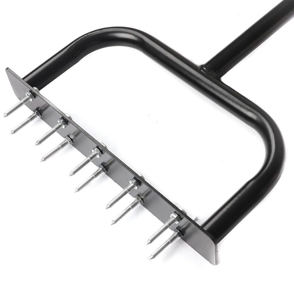 Malloy Aérateurs de Pelouse Manuels Spike Métal Déchaumage Manuel Outil de Pelouse D'Aération Du Sol pour Cour, Aération de la Pelouse, Outil de Jardin Installation Facile Facile à Utiliser Noir