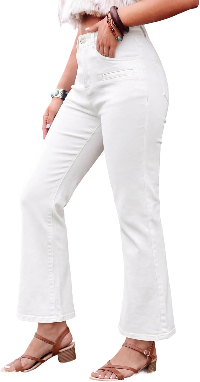 Astylish Jeans for Women Trendy Wide Leg High Waisted Ankle Bootcut Jeans Stretchy Straight Leg Flare Denim Pants - Image 4