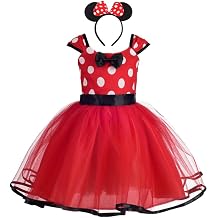 Dressy Daisy Baby Girl Polka Dots Fancy Dress Up Costume Birthday Party Tulle Dresses with Headband Pink/Red/Purple/Hot Pink