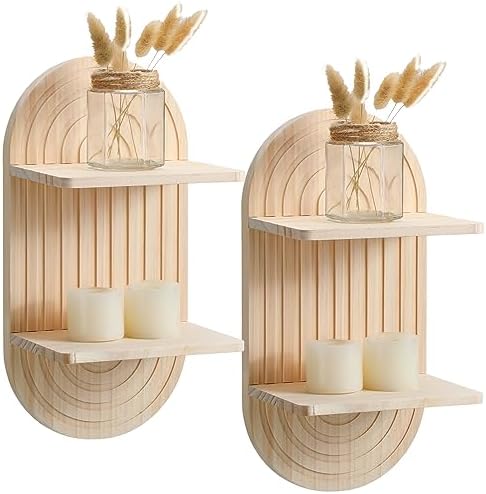 Tatuo 2 Pieces Boho Wall Shelf Decor Floating Shelves for Wall Wo...