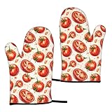 Tomatoes A Print - Guantes de horno para mujer, bonitos guantes de cocina resistentes al calor con forro de algodón