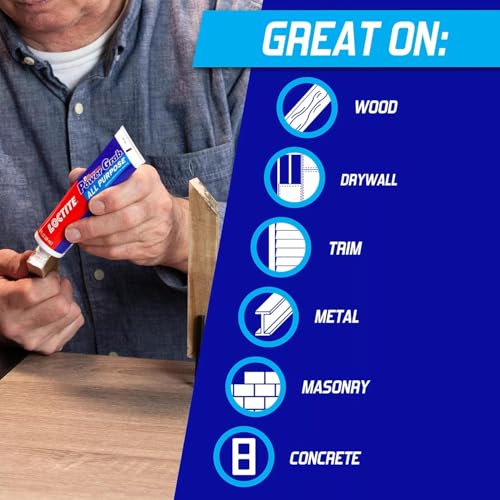 Image of Loctite Power Grab Express Construction Adhesive, ultimate strength, 0 second grab, high tack adhesive, No-nails and screws, no clamping, DIY no mixing, metal, tiles, wood, concrete,177ml x pack of 3