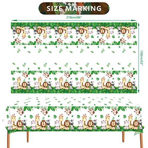 Kefan 4 Pieces Jungle Animal Tablecloth Party Supplies, Wild Animals Party Decorations, Woodland Animals Table Cover For Kids Jungle Safari Theme Birthday Party Baby Shower Supplies, 54 X 108 Inch #TOP1