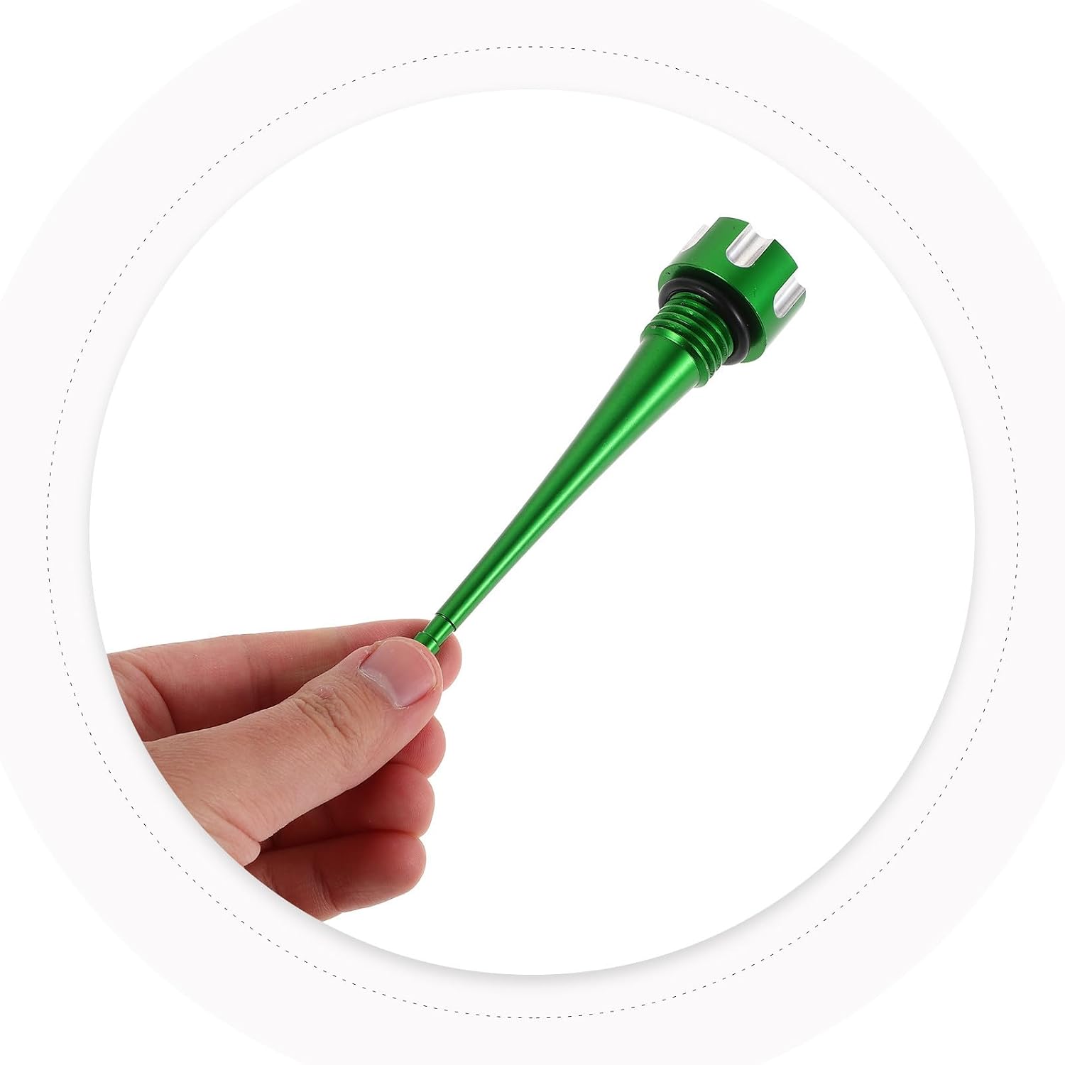 SECFOU Engine Oil Level Indicator Dipstick for ATV Quad Pit Dirt Bikes and Go Kart Alloy Material with Green Oil Tank Level Gauge