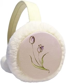 Protetor de orelhas de inverno com flores roxas Tulipa Greenery para usar ao ar livre