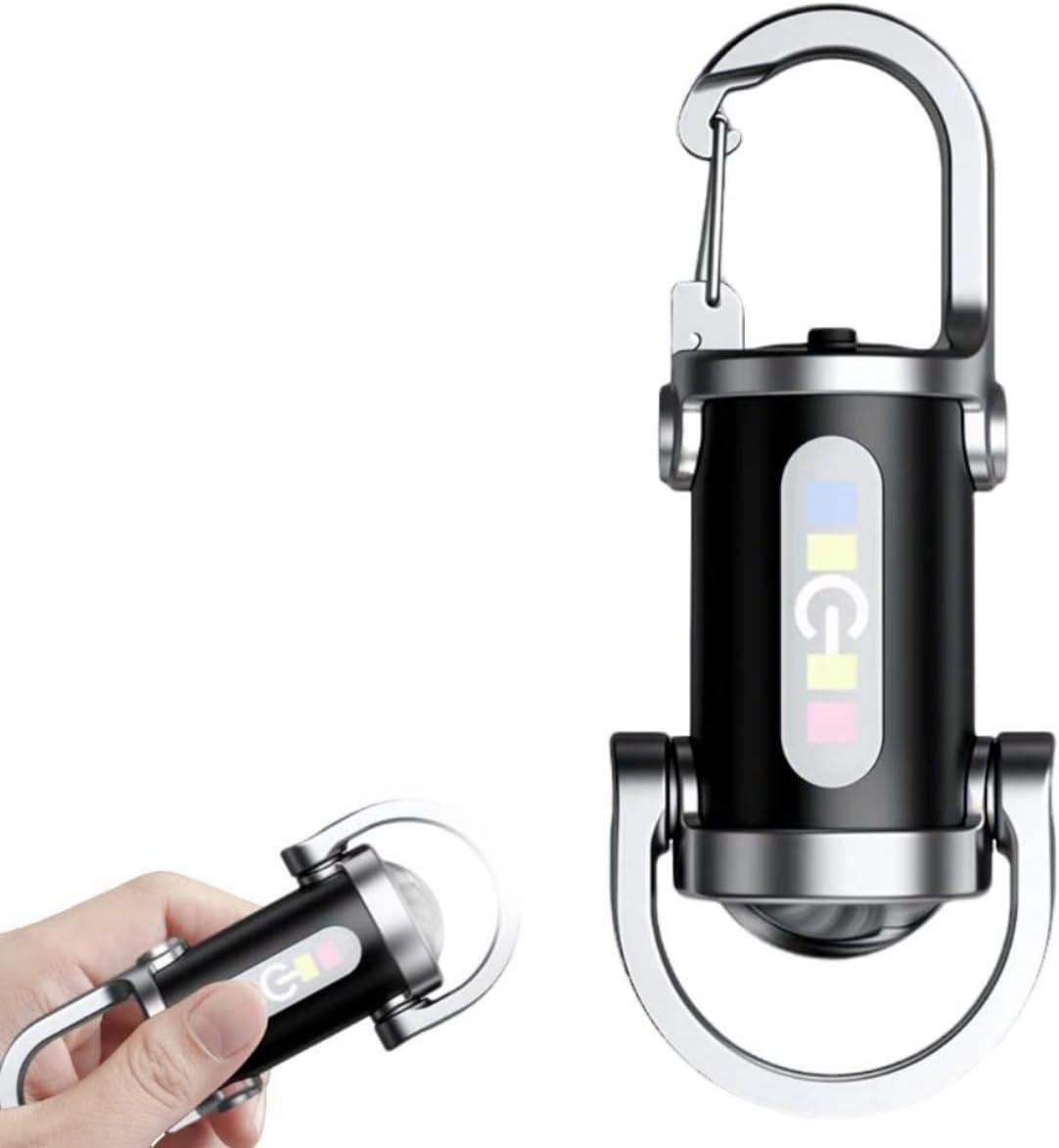 Drkicsy Mini Keychain Flashlight, USB Rechargeable Portable Flashlights Key Chain Light, Waterproof Small Keychain Light Tiny Flashlight for Outdoor (Black_2PCS)