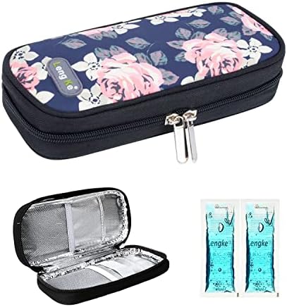 YOUSHARES Insulin Cooler Travel Case Diabetic Insulated Organizer Portable Cooling Bag for Insulin Pen and Medication Diabetic Supplies with 2 TSA Approved Ice Pack (Flower)