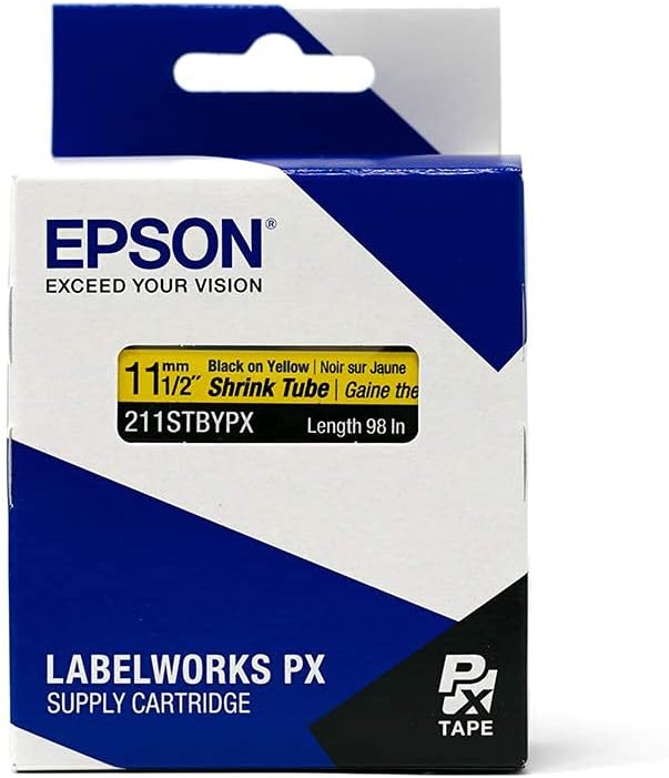 Epson LABELWORKS 211STBYPX Tape Cartridge - Black on Yellow Shrink Tube Industrial Label Maker Tape - AWG 2-8, 1/2" (11MM) Wide, 8 ft (96") - Image 6