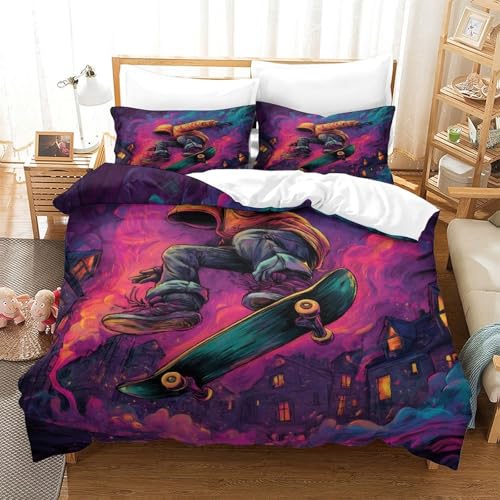 Housse de couette 200x200 cheval blanc 3D avec parure de lit microfibre douce