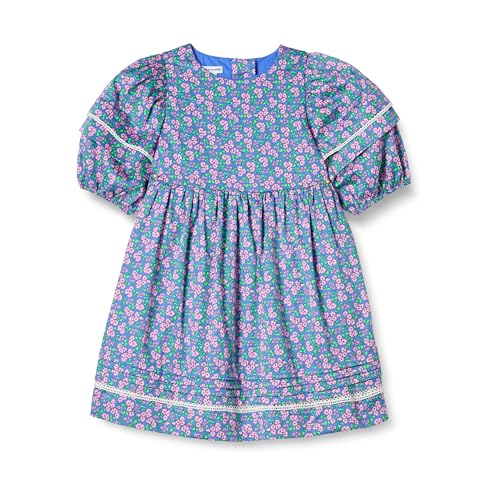 Amazon Essentials Girls and Toddlers' 100% Cotton Puff-Sleeve Fit & Flare Dress