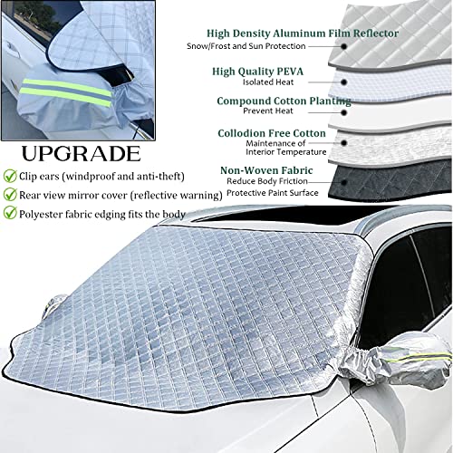 Pincuttee Car Windshield Snow Ice Cover,Magnetic Windshield Cover For Ice And Snow For Ice/Frost/Snow Removal,Sunshade/Snow Cover With Side Mirrors(157X126Cm/62 X49) #TOP3
