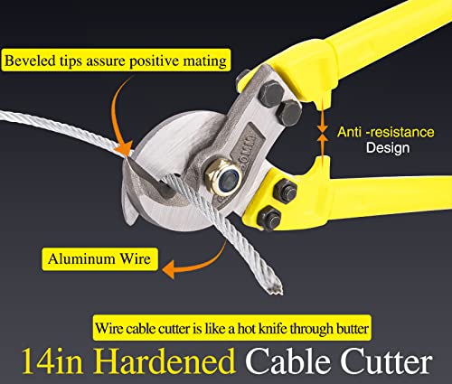 14In Hardened Cable Cutter Wire Rope Cable Cutter, Heavy Duty Wire Cutter For Aluminum Copper Wire Up To 125Mm² - Cable Wire Cutter Heavy Duty Stainless Steel #TOP1