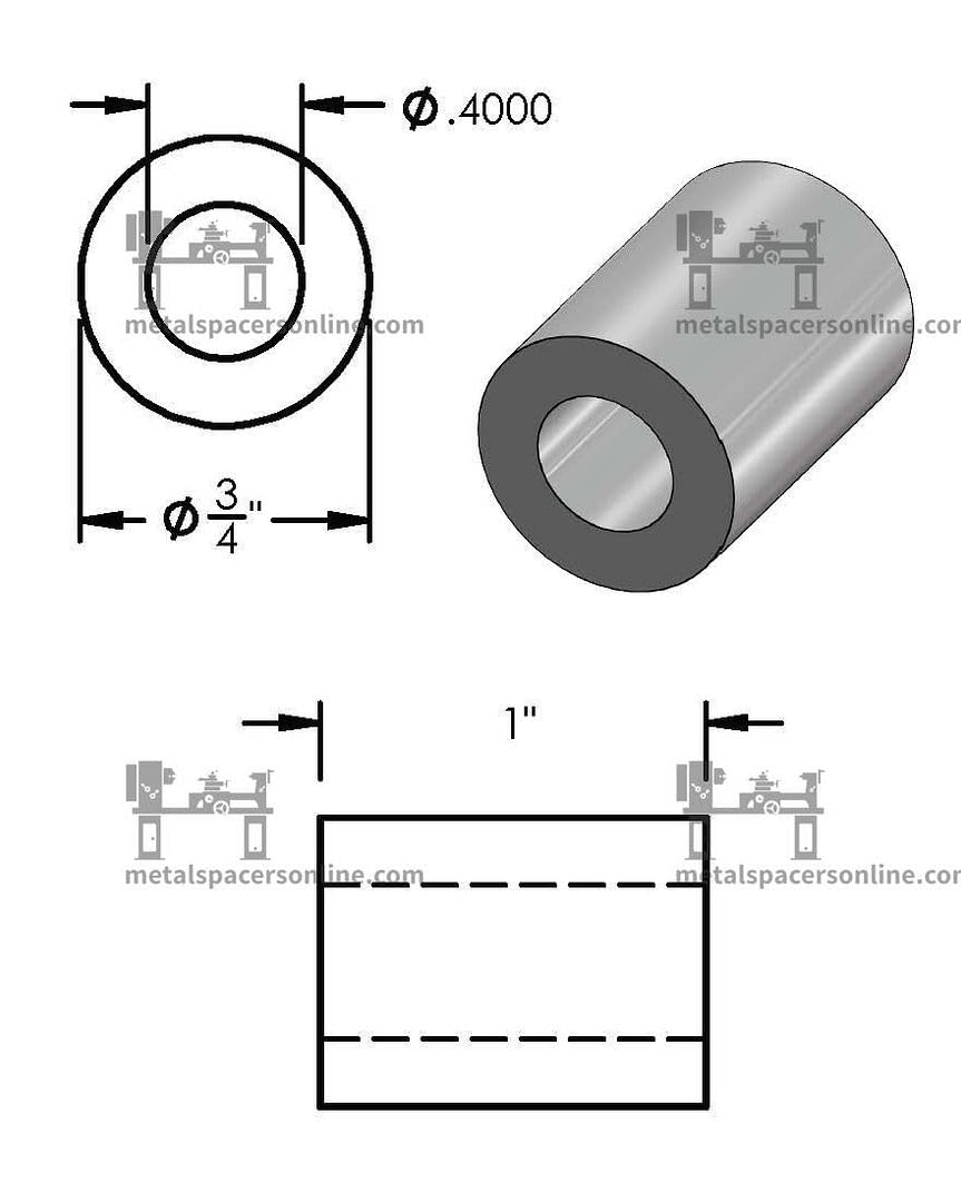 Mild Steel Spacer 3/4" OD x 3/8" ID x Choose Your Length, Round Spacer Unthreaded Standoff Bushing Plain Finish, Fits Screws Bolts 3/8" or M10 by Metal Spacers Online (1" Length, 25 Pack)