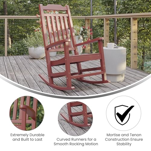 Image of Flash Furniture Winston All-Weather Poly Resin Rocking Chair in Red