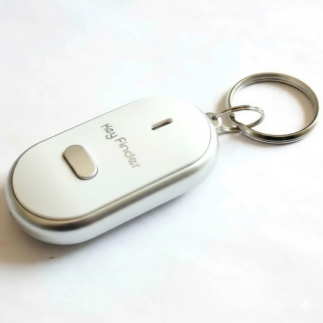 Key Finder Locator with Sound & LED Flashlight, Whistle Voice-Activated Anti-Lost Keychain Locator for Lost Keys, Wallet, Phone, Pet Collar, Smart Beeping Item Finder Gift (Red) — view 2