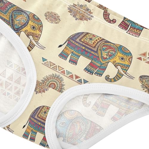 Cotton Girls Underwear Toddlers Colorful Tribal Elephant Beige Cute Panties Girl Fun Kids Undies Briefs 2t4