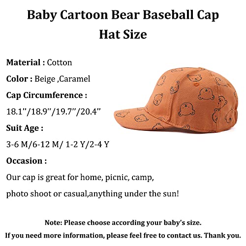Zsedrut Baby Boy Baseball Cap Toddler Cotton Bear Hat Girls Adjustable Sun Hats Kids Snapback Caps Spring Summer(20.5''(2-4 Years),Caramel) #TOP5