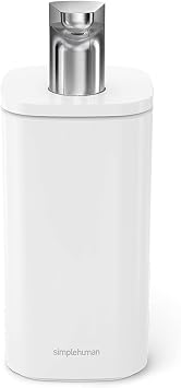 simplehuman Pulse Pump, 10 oz Manual Soap Dispenser for Kitchen and Bathroom, Smooth & Precise Push-Down Action, No-Drip Spout, Refillable Liquid Soap Pump, White Steel