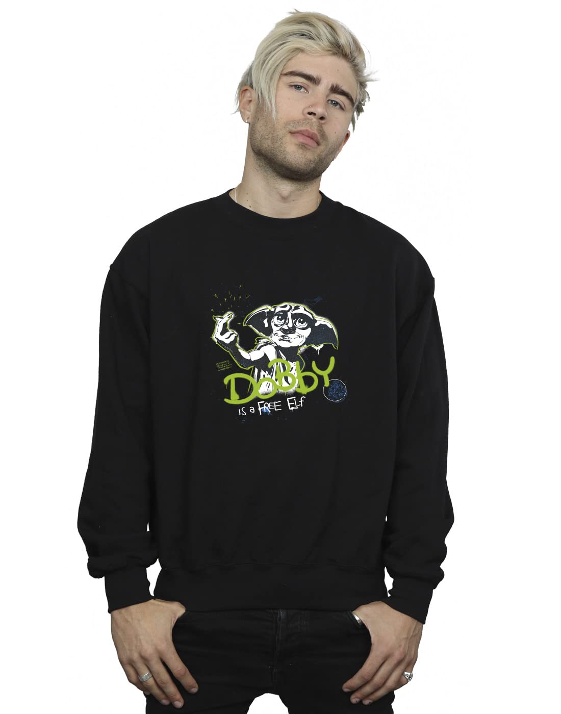 Absolute Cult Men's Black Harry Potter Dobby A Free Elf Sweatshirt XXXXX-Large