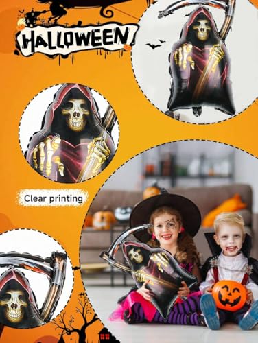 Image of AMFIN (Pack of 5) Happy Halloween Party Death God Foil Balloons - Black