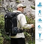 ShowyLive 70L Lightweight Hiking Backpack - Waterproof Travel & Camping Backpack for Outdoor Adventures w/Rain Cover - Men & Women (Black) - Image 2