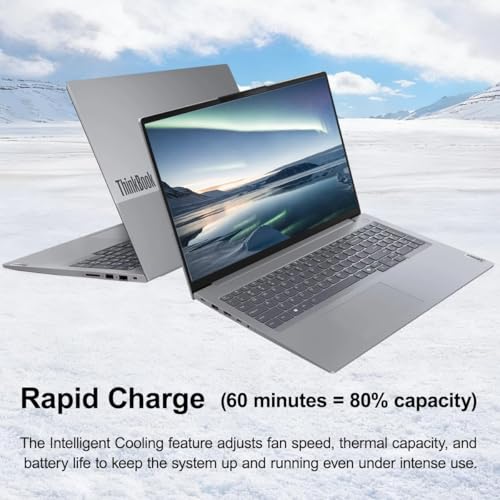 Image of Lenovo ThinkBook 16 Gen 7 Business Laptop (16 inch FHD+ Anti-Glare, AMD Ryzen 5 7533HS (> i7-1255U), 32GB DDR5 RAM, 1TB SSD), Fingerprint Reader, Webcam, Ethernet, Wi-Fi 6, Win 11 Pro w / Copilot, Grey