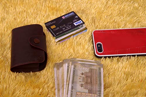 Image of Cable World 10 Slots Leather Credit Card Holder Men's Wallet (Brown, 10.5 x 7.5 x 2.5 cm)
