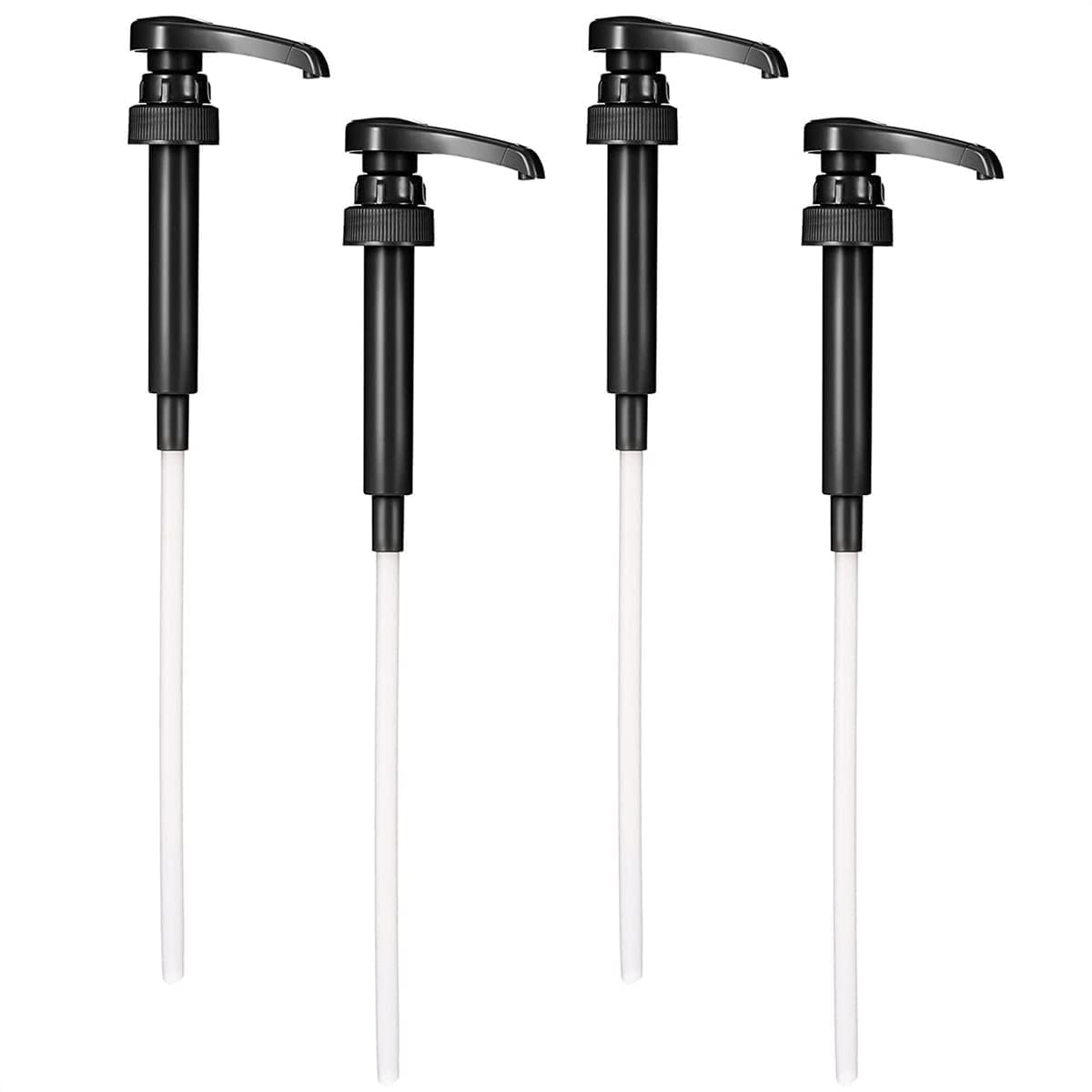 Set of 4 Syrup Pumps for Coffee Bar - Coffee Syrup Pump Dispenser, 12.4" - Fits Most Skinny Bottles, Adjustable Length & Lockable Design, Good for Home & Commercial Use, Easy to Use and Clean