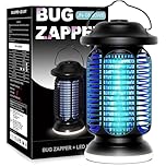 Bug Zapper Outdoor Indoor, Electric Fly Zapper Waterproof with 2W LED Light, 18W Power & 4000V High-Voltage, Coverage Area of ​​1/2-1 Acre, 5.5ft Cord, Plug-in Mosquito Trap for Patio Backyard Garden