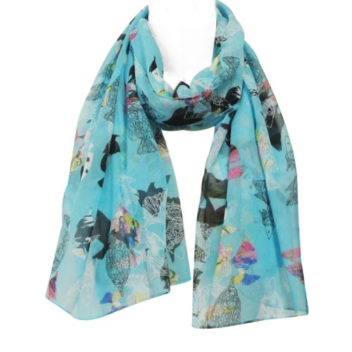 Wrapables Chiffon Under the Sea Fish Pattern Long Scarf3