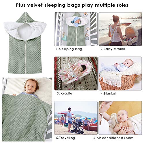 Camidy Babyslaapzak zak, gebreide kinderwagen, wrap, zacht, warm, rits, pasgeborenen, swaddle deken, douche, cadeau voor baby's van 0-12 maanden - Afbeelding 6