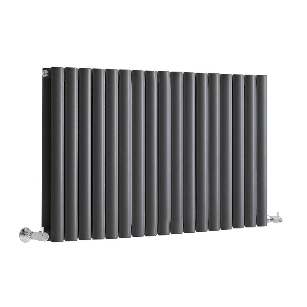 Milano Anthracite Aruba Horizontal Double Oval Panel Radiator - 600Mm X 1000Mm