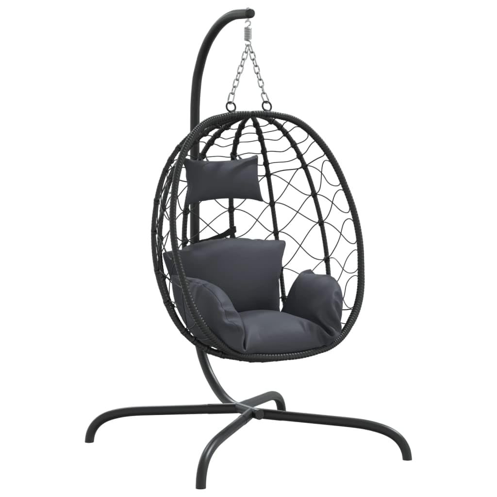 Poltrona sospesa Uovo Polyrattan Acciaio Antracite