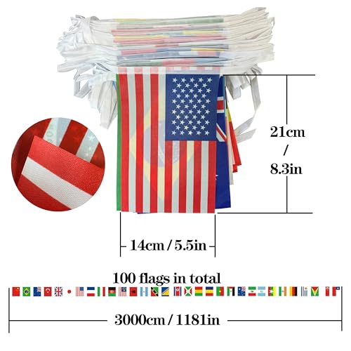 100 Countries String Flag,95FT International Flags Bunting Banner,World Flag for Theme Party,Bars,School,Garden,Sports Game Events,Grand Opening,Classroom,Sports Clubs by SZCXTOP - Used condition - Image 2