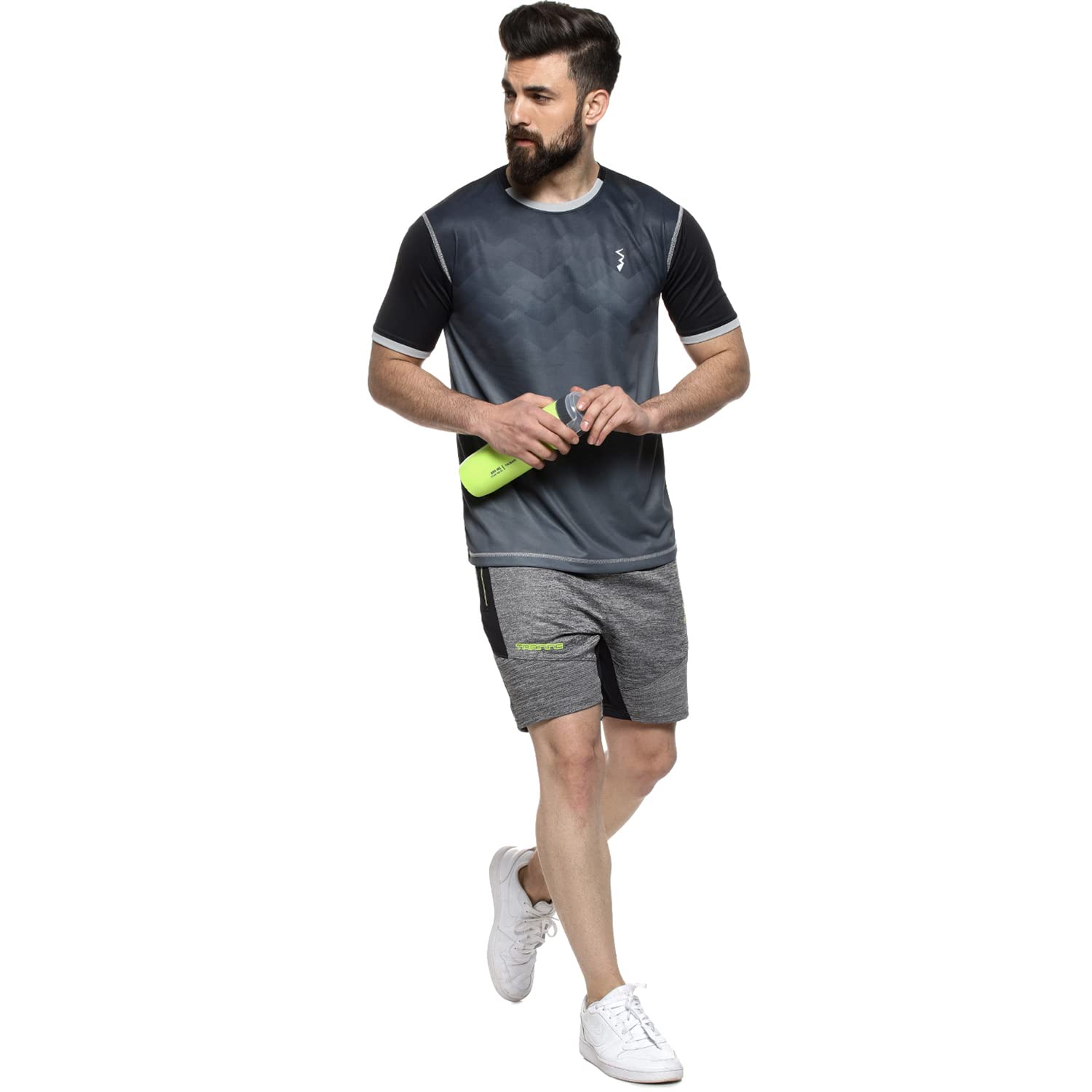 Campus Sutra Basic Activewear - Camiseta de manga larga para hombre, ajuste regular, cuello alto, media cremallera, poliéster, ajuste cómodo para uso diario