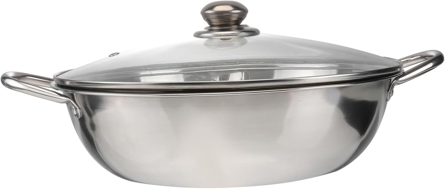 IMIKEYA 304 Stainless Steel Dual Hot Pot Induction Cooker Pot with Lid 32cm Cookware for Family Suitable for Electric Stovetops Home Cooking