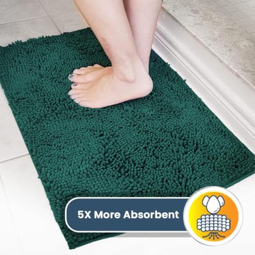 Image of Muddy Mat | Super Water Absorbent Door Mat Indoor, Microfiber Quick Dry Chenille Entryway Rug, Slip Resistant Front Door Mat, Indoor Mats for Entryway, Machine Washable Pet Rug, Slate Blue 30 inch x 60 inch