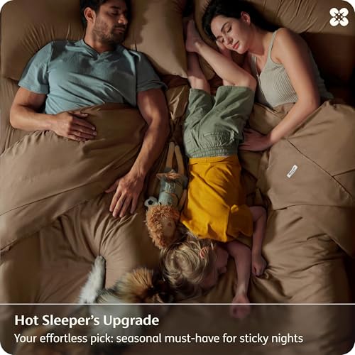 Image of Bedsure Full Size Bed Sheets, Cooling Sheets, Rayon Derived from Bamboo, PureWoven, Breathable & Soft, Deep Pocket Up to 16 Inches, Hotel Luxury Silky Bedding for Hot Sleepers, Coffee