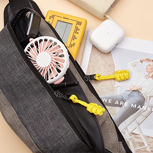 Image of GORGECRAFT 10PCS Zipper Pulls Replacement Universal Nylon Zipper Repair Kit Zipper Slider Pull Tab Zipper Fixer Metal Zipper Head Hand Woven Pull Rope Zipper Handle Cord Pull Tab for Bags, Yellow
