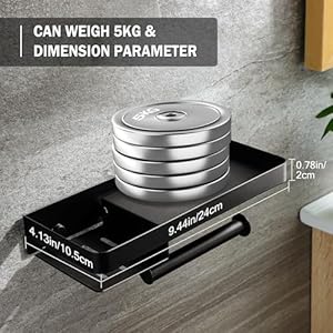YIGII Toilet Paper Holder with Shelf Toilet Paper Holder Wall Mount Toilet Roll Holder with Wipes Storage for Bathroom Stainless Steel Matte Black