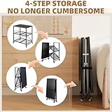 YODOLLA Foldable Stainless Pizza Oven Table,3-Tier Outdoor Grill Cart Trolley on Wheels, Garden Dining Cart Movable BBQ Stand Black - Image 5