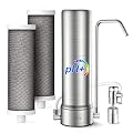 LCF Alkaline Countertop Water Filter, ???????????????????????? ???????????????? Enhanced 6-Stage Stainless Steel Water Filter for Sink Faucet, Reduces Heavy Metals, Bad Taste & 99% Chlorine, 16,000 Gallons(2 Filters)