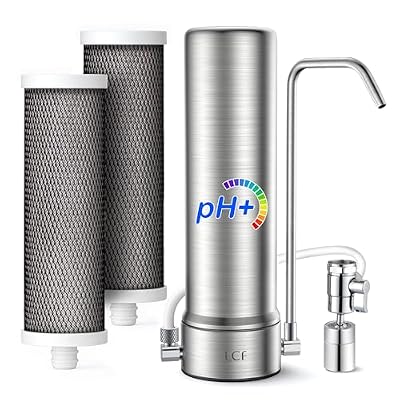 LCF Alkaline Countertop Water Filter, ???????????????????????? ???????????????? Enhanced 6-Stage Stainless Steel Water Filter for Sink Faucet, Reduces Heavy Metals, Bad Taste & 99% Chlorine, 16,000 Gallons(2 Filters)