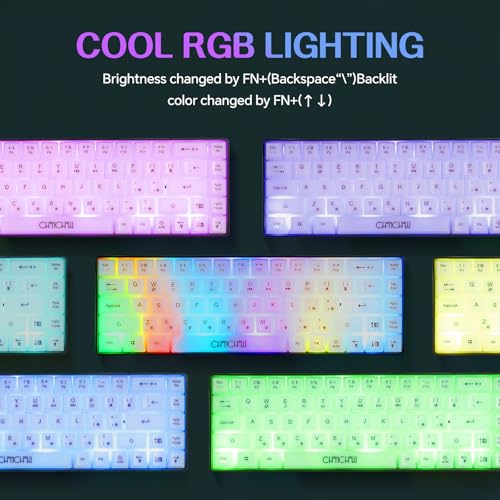 CHONCHOW Mini 60% Gaming Keyboard, Rainbow RGB Backlit 68 Keys Small Compact Keyboard, Transparent USB Wired Gaming Keyboards for Windows Laptop PC Mac Xbox PS4 PS5 Gamer